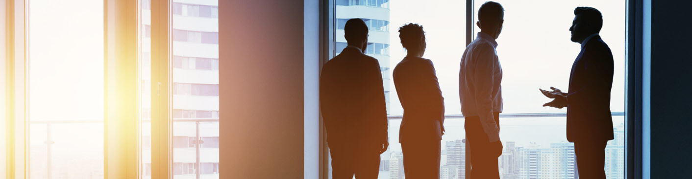 People standing next to window in shadow Graphic